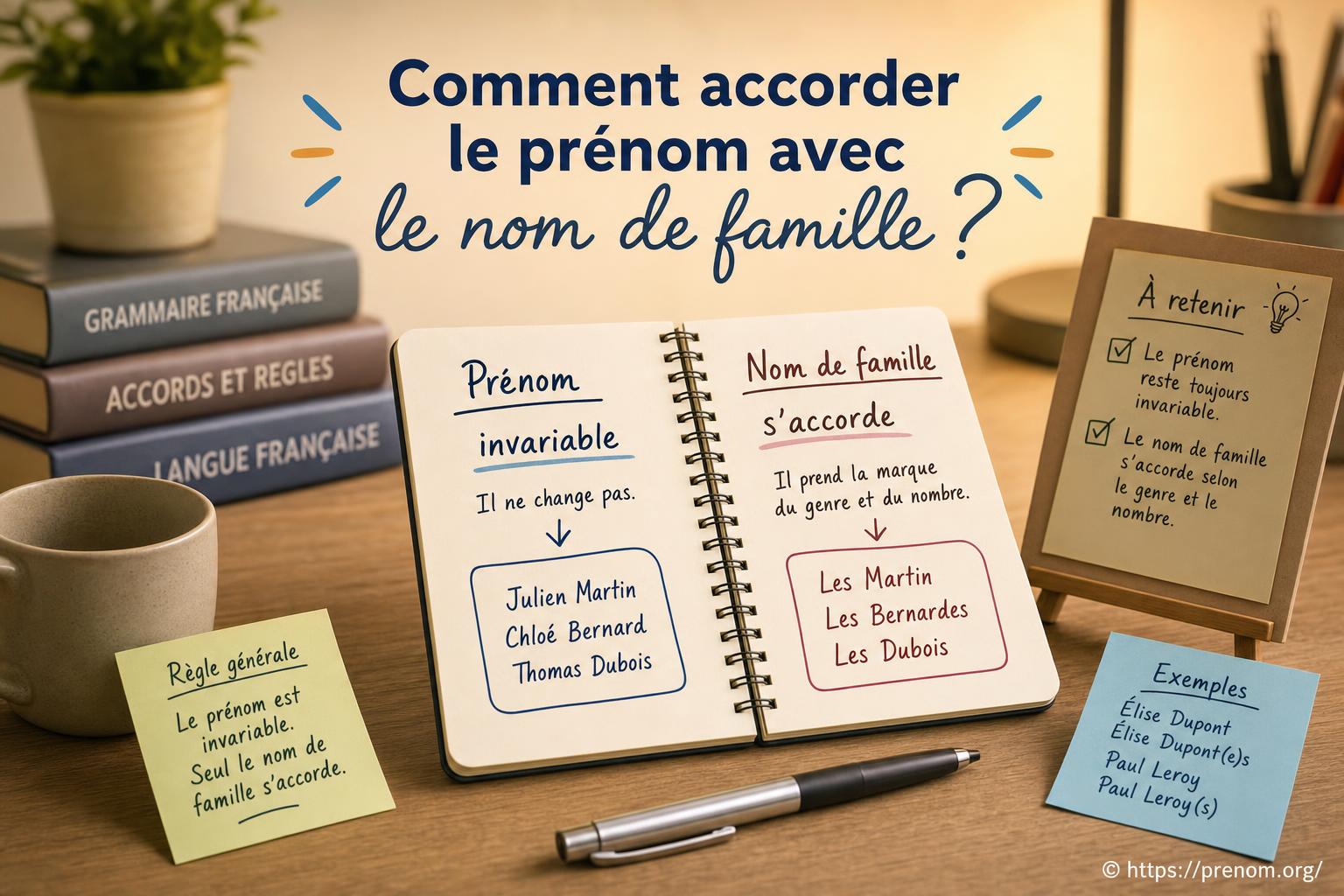 Comment accorder le prénom avec le nom de famille ?