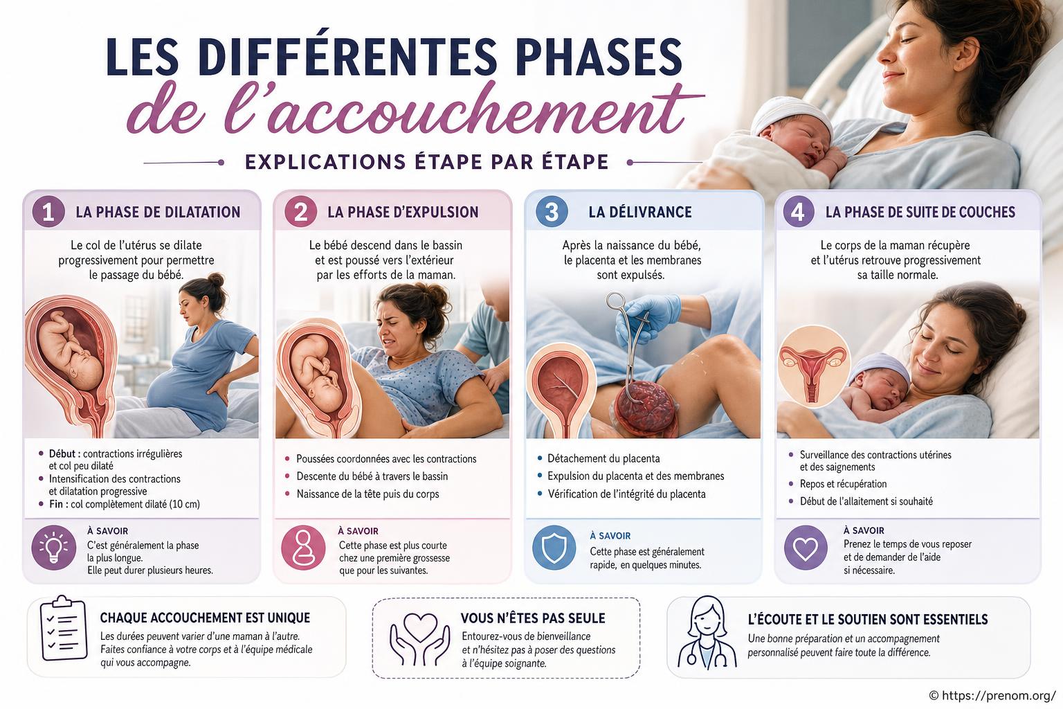 Les différentes phases de l’accouchement expliquées étape par étape