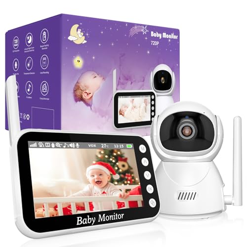 OBVHNUA Babyphone Camera 4,3 720P Baby Phone Vidéo Moniteur 