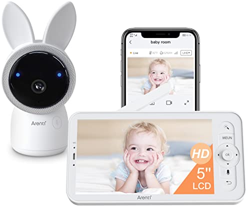ARENTI Babyphone Caméra 3MP, 5 Moniteur Vidéo pour bébé PTZ 