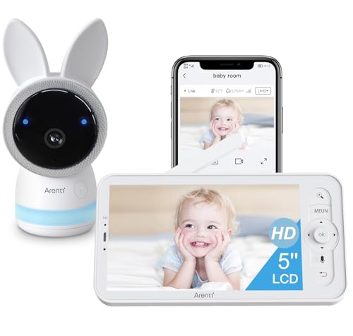 ARENTI 2K Babyphone Caméra 3MP, 5 Moniteur Vidéo pour bébé P